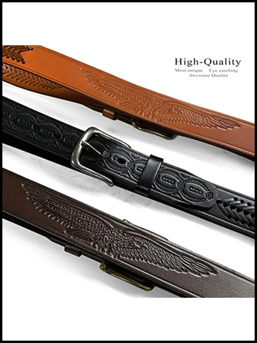 Western Hand-Braided Belt Genuine Full Grain Leather Casual Jean Belt 1-1/2